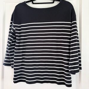 Lands’ End Boatneck Top Black and White- LNC